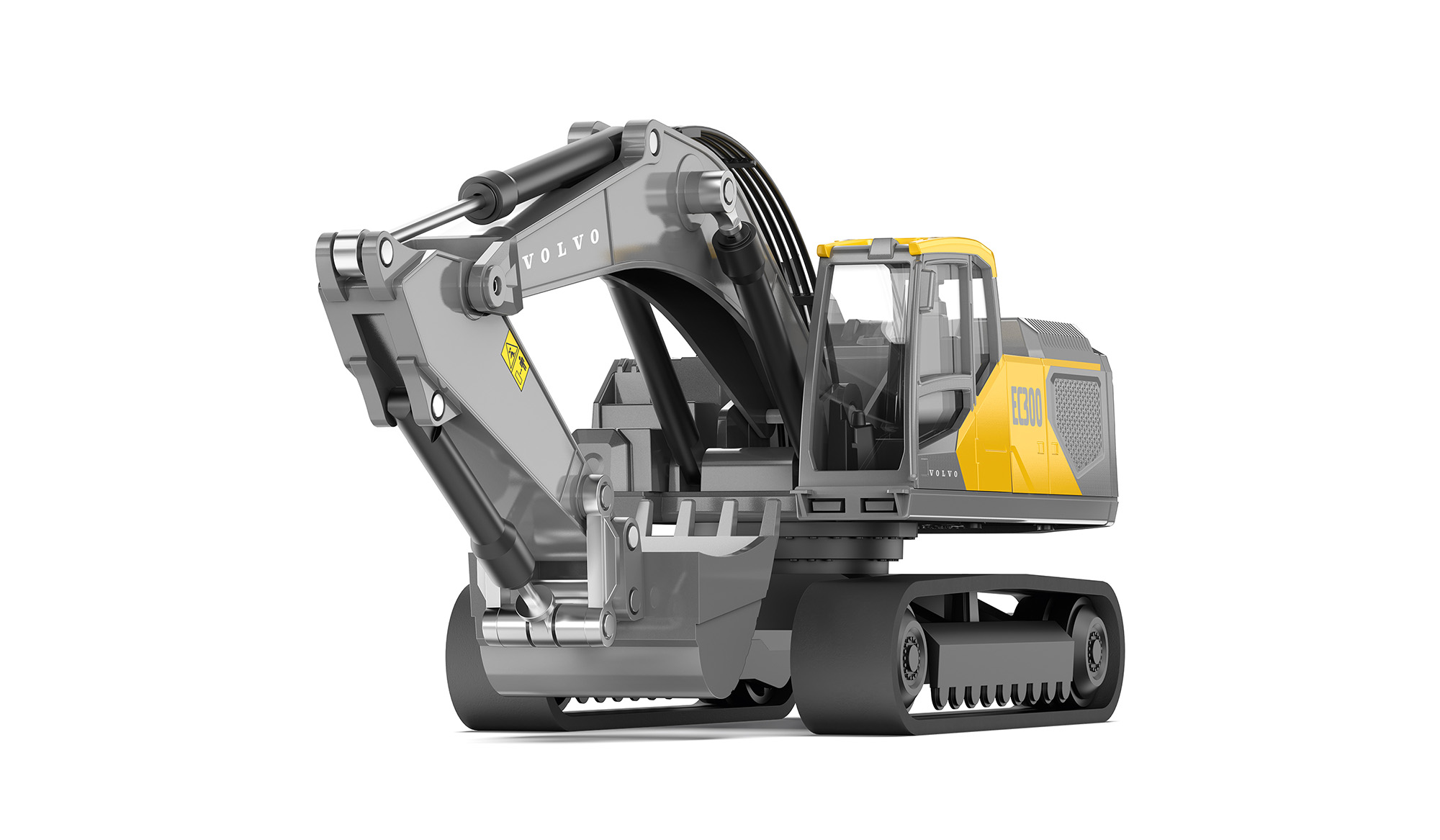 00000 Hydraulikbagger Volvo EC300 mit Tieflöffel und Raupenfahrwerk, maisgelb/blass-graubraun, Sitz schwarz, SIKU SUPER 1:50, L17mpK