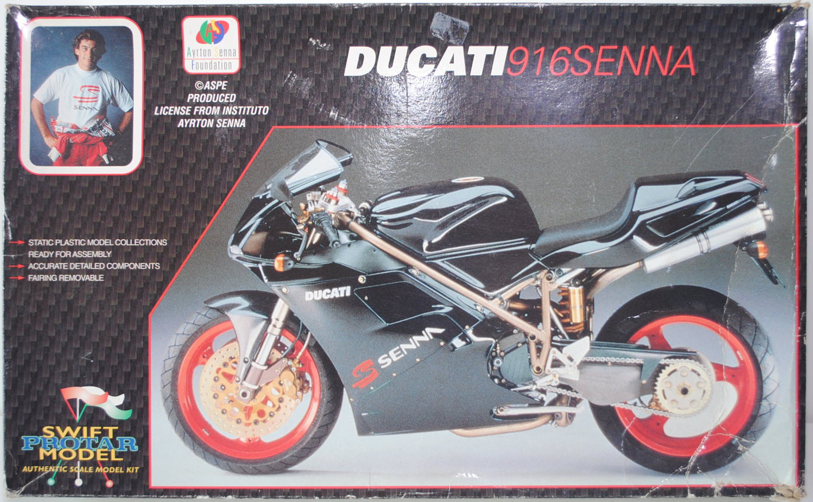 Ducati 916 Senna, Baujahr 1997, Modell 1995-1998, schwarz/gold, Bausatz, ohne Aufkleber / Decal, PRO