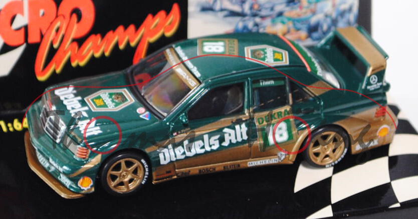 Mercedes-Benz 190 E 2.5-16 Evolution II (Baureihe W 201), Modell 1990, moosgrün/gold, DTM 1992, Nr. 