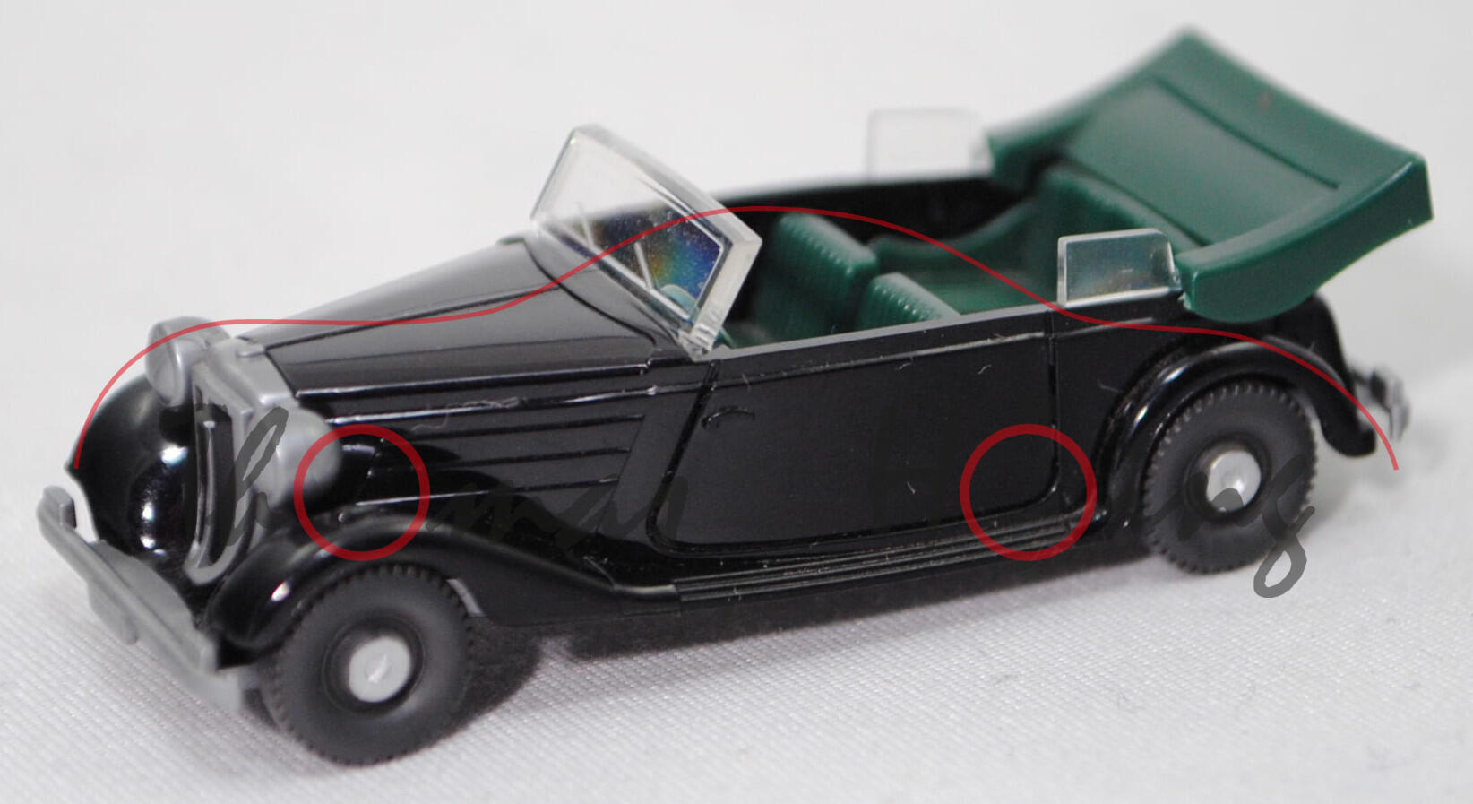 Audi Front 225 Cabriolet (Typ Front 2, Modell 1934-1938), schwarz, Ersatzrad weg, Wiking, 1:87