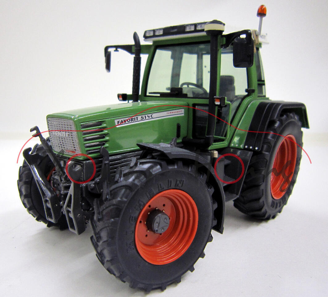 Fendt FAVORIT 514 C (Ausführung 1993-1999), grün/schwarz, mit Frontgewicht, weise-toys, 1:32, mb