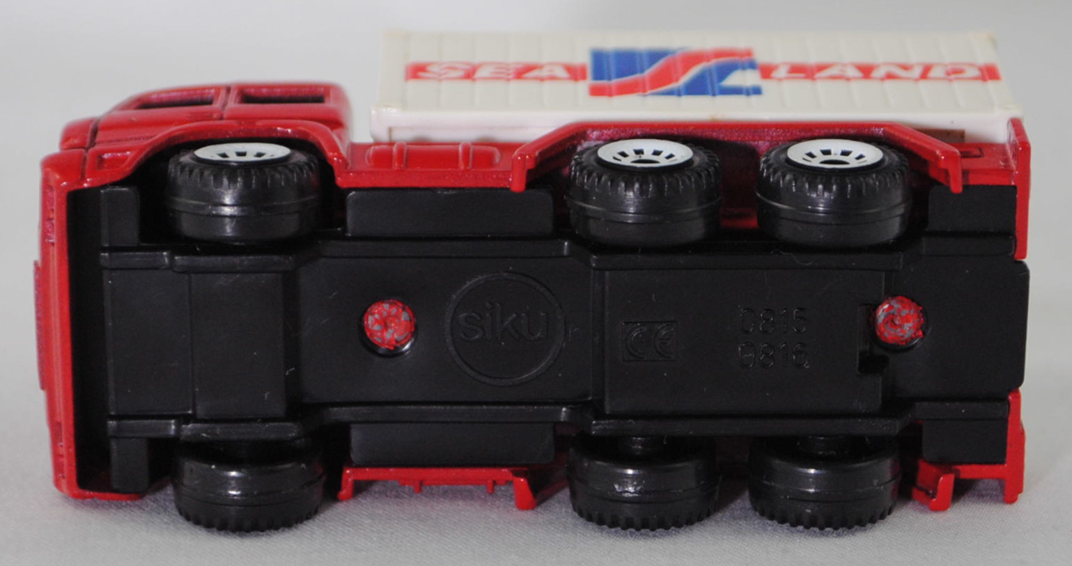 00001 Iveco TurboStar 240-36 6x2 (Modell 1987-1990) Container-Transporter, karminrot, Bpr. 0815 / 0816, C1 reinweiß, 1:86, Container reinweiß, SEA LAND, 1:121, SIKU SUPER, m