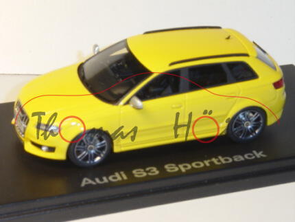 Audi S3 Sportback, Mj. 09, imolagelb, Looksmart, 1:43, Werbeschachtel (limitierte Auflage 500 Stück)