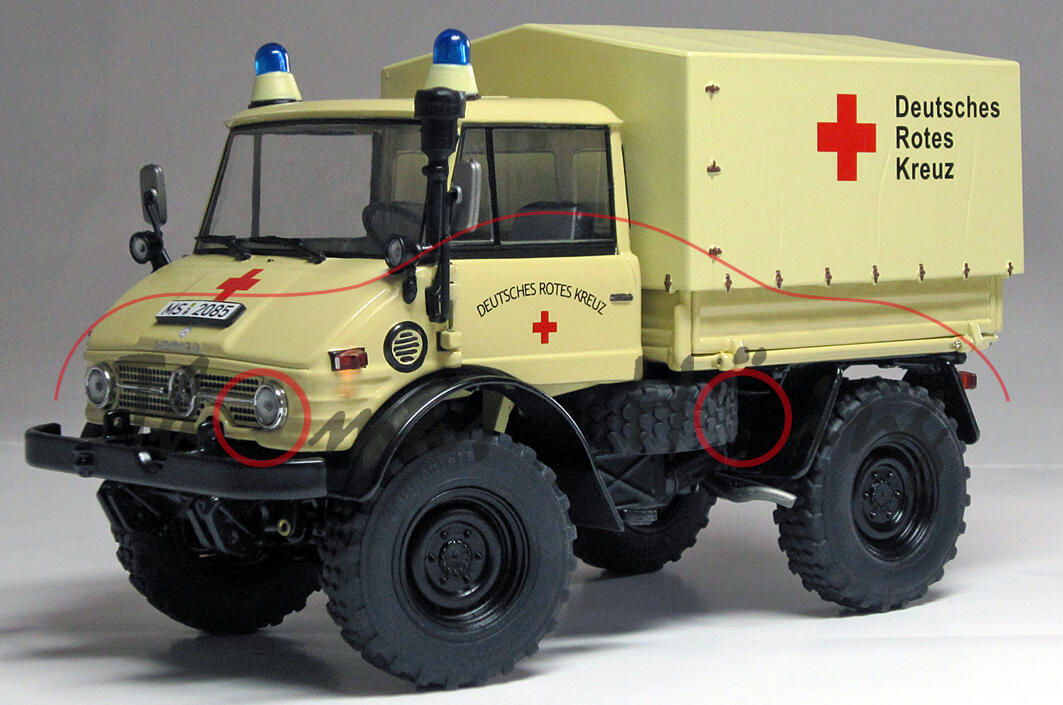 Unimog 406 (U84) Ganzstahl-Fahrerhaus DRK (1971-1989), hellbeige/schwarz, DEUTSCHES ROTES KREUZ, Num