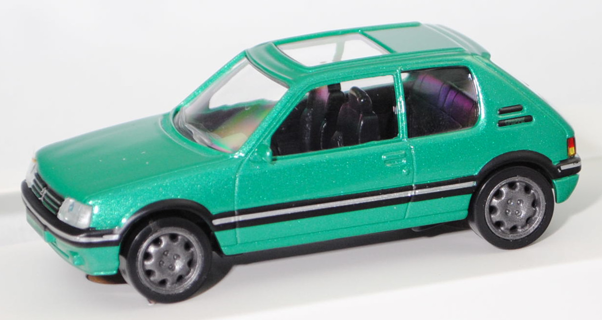Peugeot 205 GTI Griffe (1. Generation, Typ 741C, Projektname M24, 2. Facelift 1990, Modell 1990-1993), vert fluorite metallic (fluoritegrün-metallic), Norev Jet-car / Youngtimers, 1:43, mb