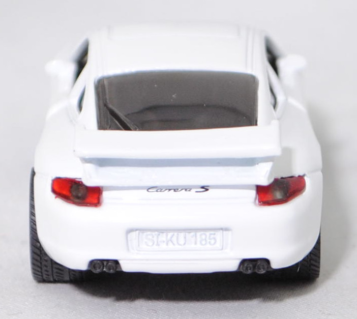 00004 Porsche 911 Carrera S (Typ 997.1 Coupé / 997 MK1 Coupé, Vorfacelift, Modell 2004-2008), reinweiß, B22a / B22b geschlossen schwarz, SIKU SUPER, 1:55, m