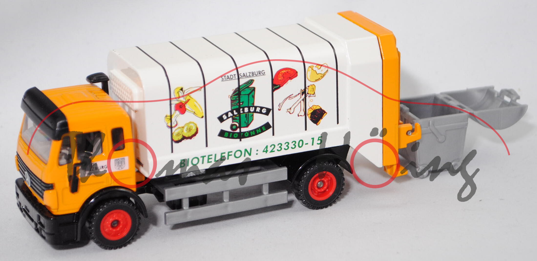 03800 A FAUN ROTOPRESS Abfallsammelfahrzeug, melonengelb, STADT / SALZBURG, SIKU, 1:55, L15