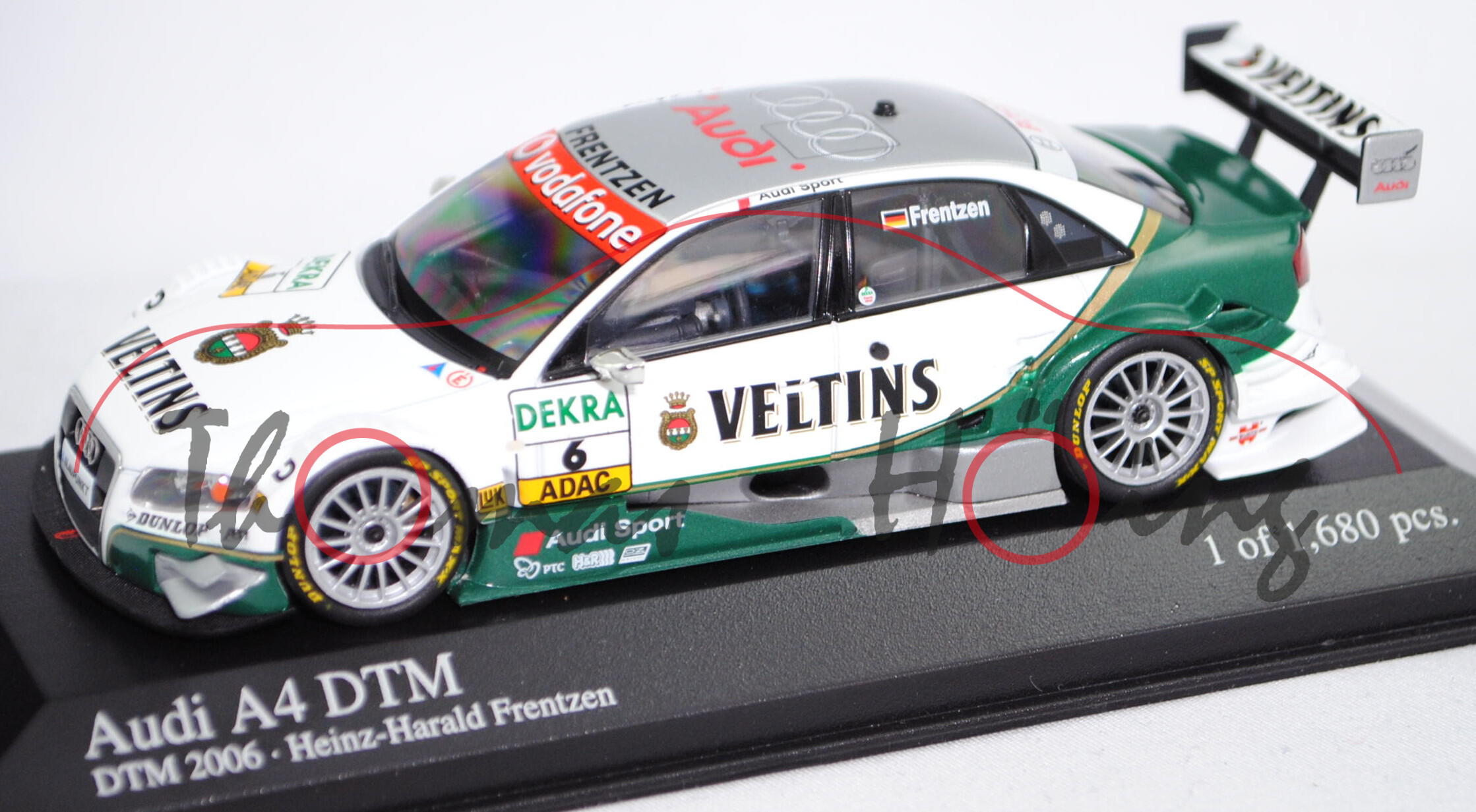 Audi A4 DTM 2006 (Typ R12 plus), silber/weiß/grün, DTM 2006, H.-H. Frentzen, Nr. 6, Minichamps, 1:43