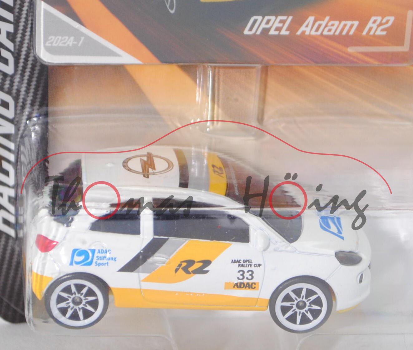 Opel Adam R2 (Mod. 2013-) (Nr. 202A), reinweiß/signalgelb, ADAC-Opel-Rallye-Cup, Nr. 33, Nr. 202A-1