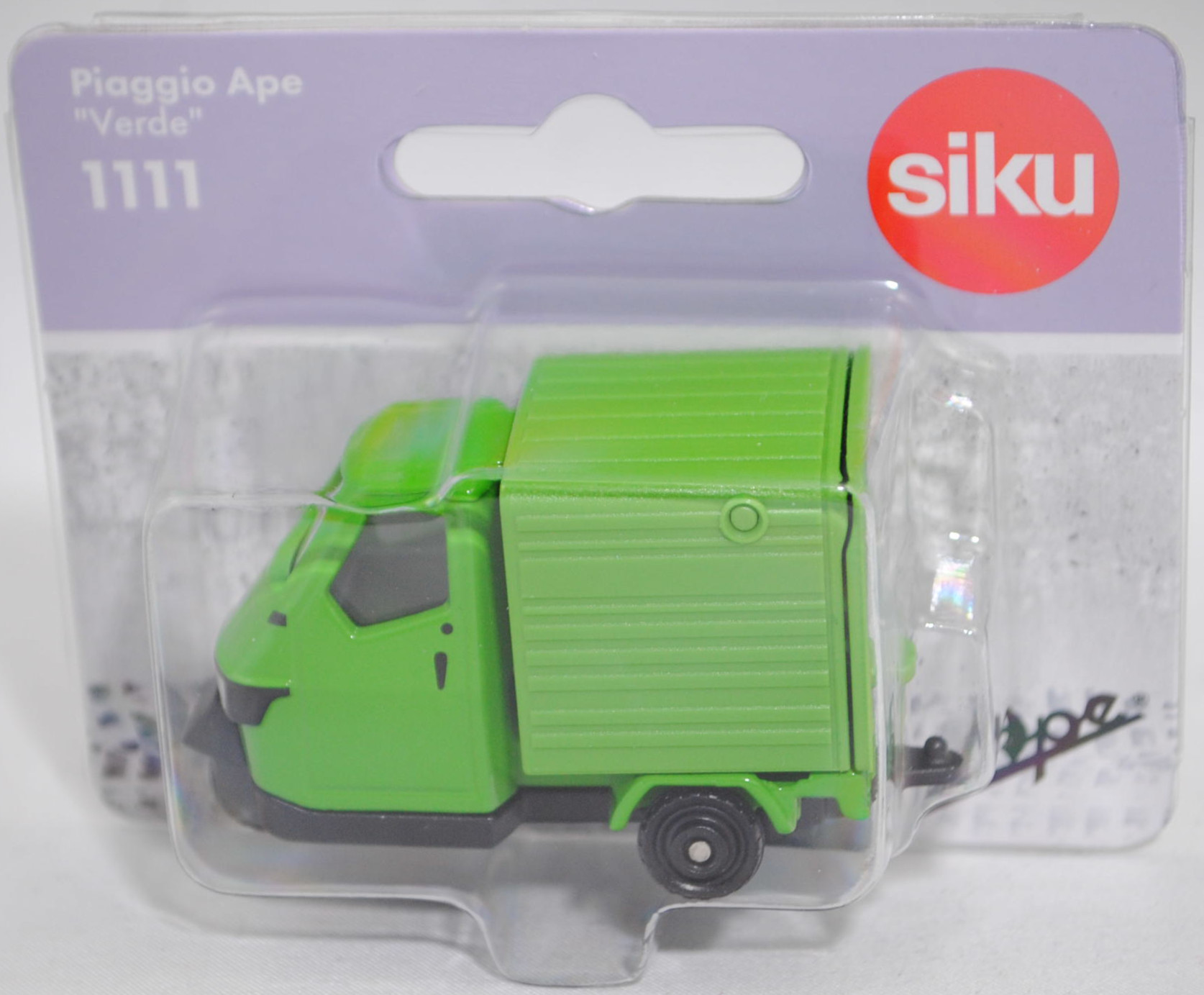 00000 Ape 50 2T E4 Kasten (Typ E4, Modellcode E33L000A40, Facelift 2019, Modell 2019-), gelbgrün (verde limasa), SIKU SUPER, 1:43, P29f
