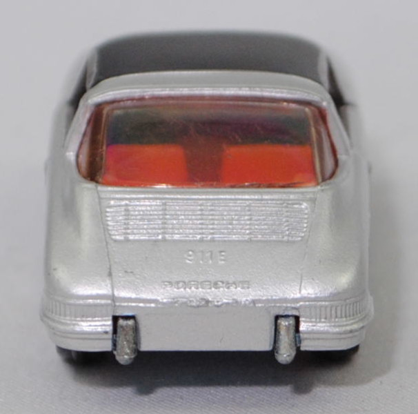 00008 Porsche 911 E Targa (F-Modell bzw. Urmodell, B-Serie, Modell 1968-1969), silber, Lenkrad schwarz, Dach schwarz, Bpr. V234 und 1010, W-Germ, Verglasung rauch, R11 glatt, SIKU, 1:60, m