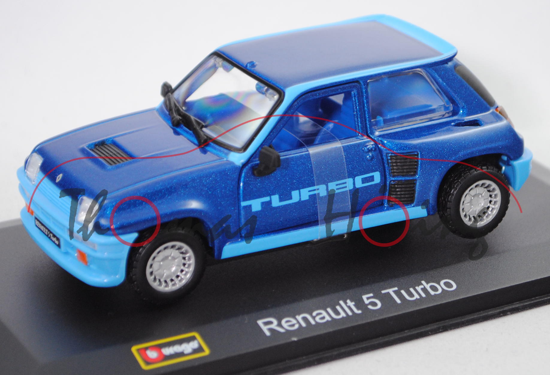 Renault 5 Turbo 1 (Mod. 1980-1982), marineblaumetallic/lichtblau, Bburago Street Classics, 1:32, mb