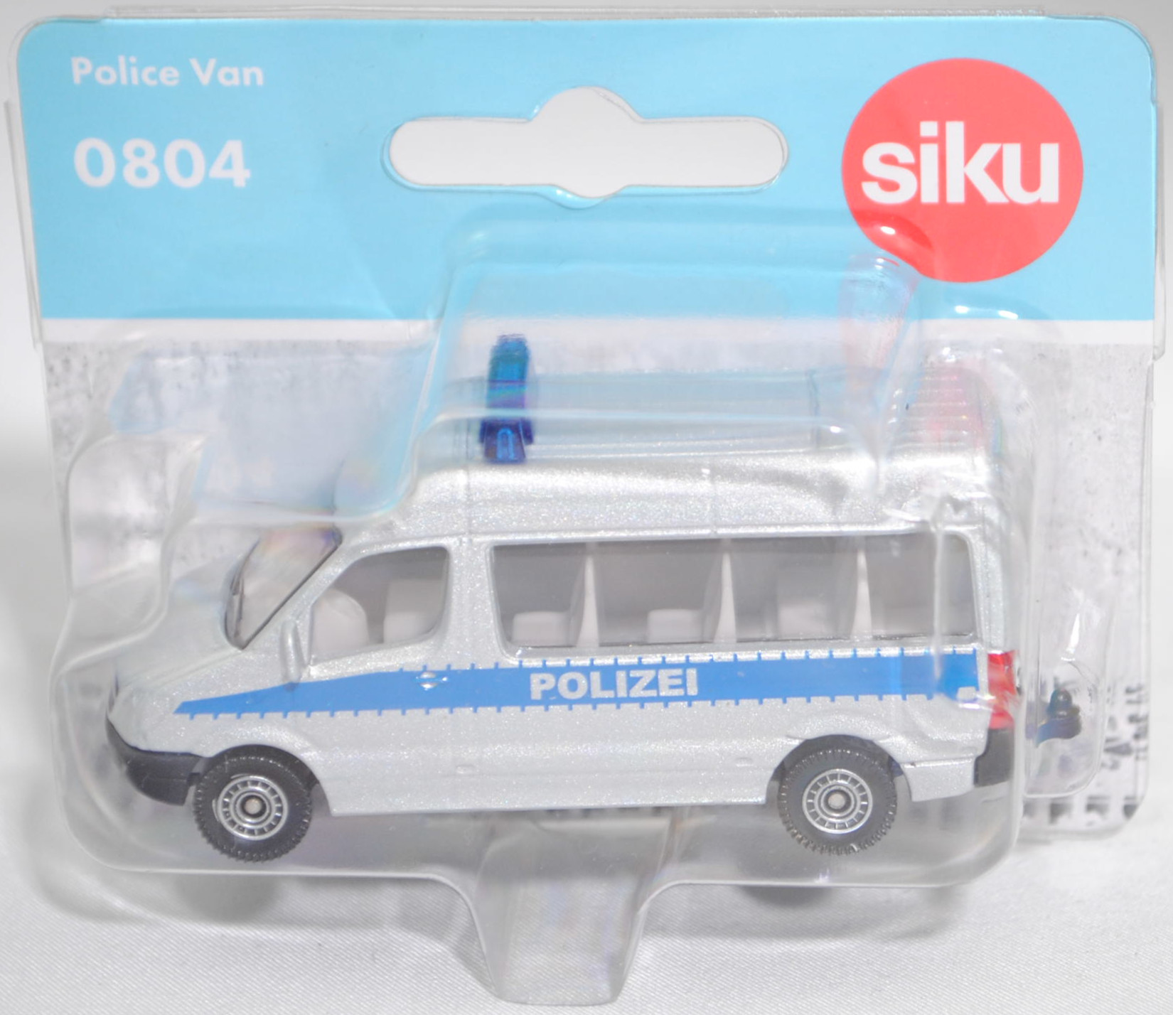 00010 Mercedes-Benz Sprinter II (2. Generation, W 906, Vor-MoPf, Modell 2006-2009) Kleinbus Polizeibus, silbergraumetallic, POLIZEI, C80, SIKU SUPER, 1:77, P29f