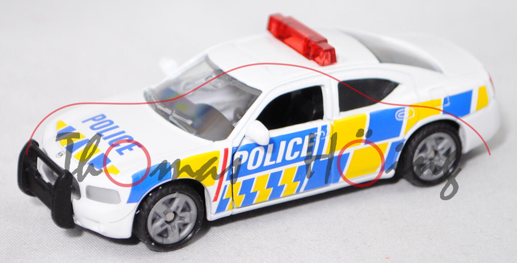 80402 NZ Dodge Charger SXT 3.5L V6 (Modell 2005-2010) Streifenwagen, weiß, POLICE, SIKU, 1:58, P29e