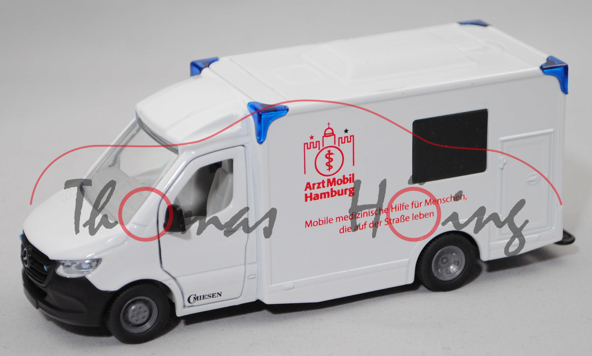 00401 ArztMobil Rettungswagen mit Kofferaufbau, reinweiß, ArztMobil / Hamburg, SIKU, 1:50, L17mpK