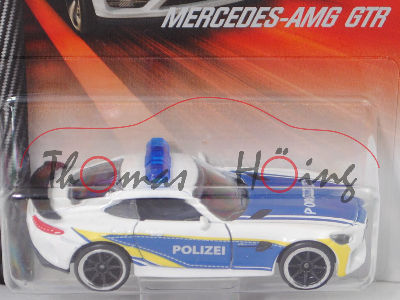 Mercedes-AMG GT R Coupé (Baureihe C 190, Mod. 2017-2021) Polizei, reinweiß, majorette, 1:61, Blister