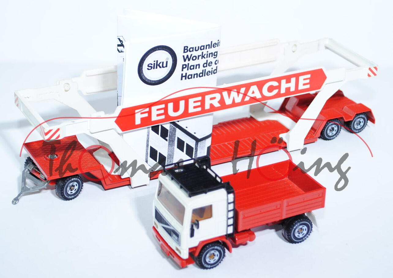 00000 Volvo F12 INTERCOOLER Tieflader mit Feuerwache, cremeweiß/verkehrsrot, LKW10, incl. Bauanleitung als