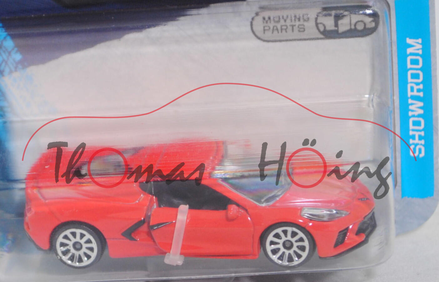 Chevrolet Corvette Stingray Coupé (8. Generation, C8, Modell 2020 (USA) bzw. 2021 (Europa)-) (Nr. 279E), verkehrsrot, majorette, 1:64, Blister (SHOWROOM PREMIUM CARS)