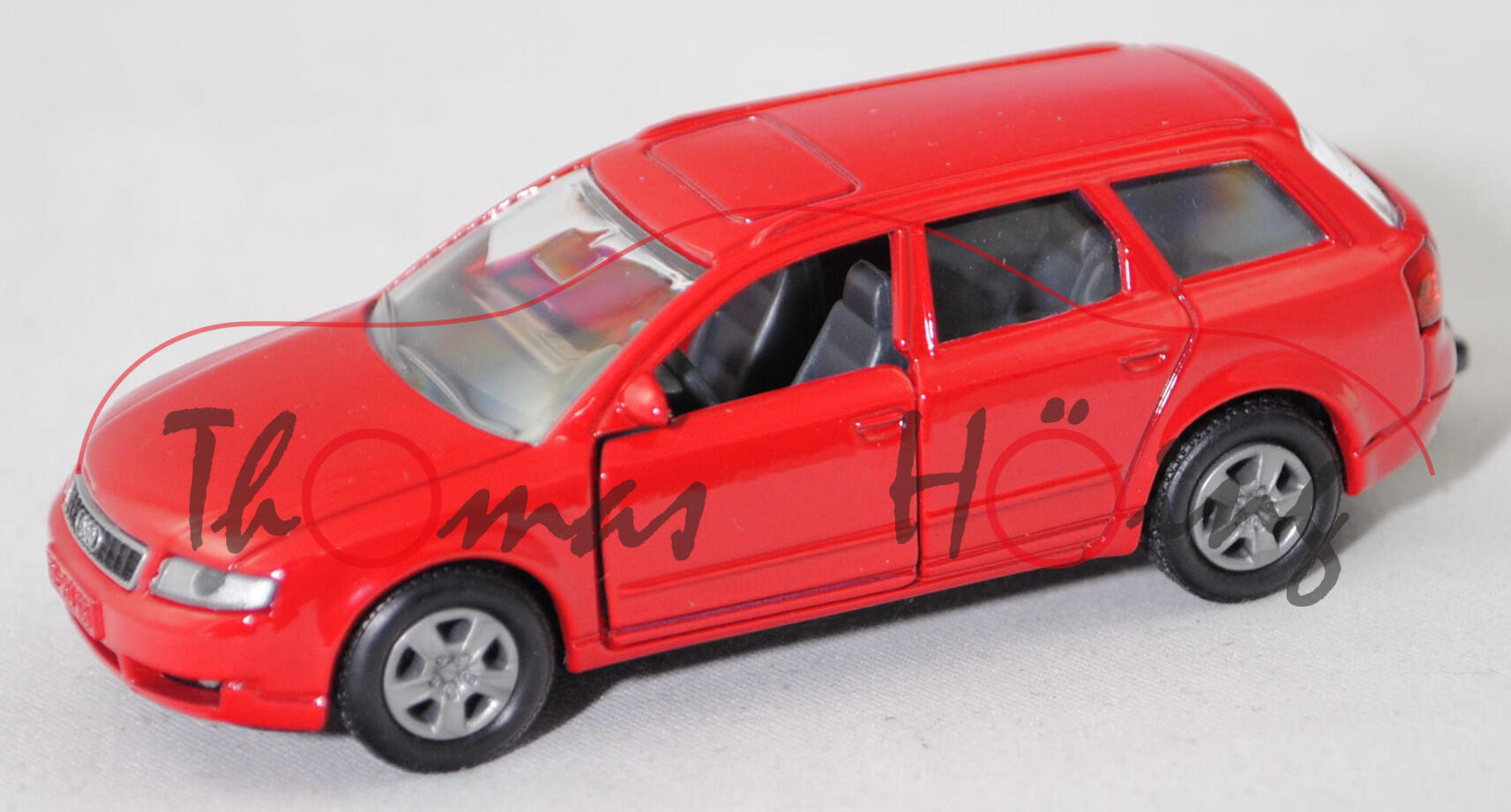 00001 Audi A4 Avant 2.5 TDI quattro (B6, Typ 8E, Modell 2001-2004), hell-karminrot, innen eisengrau, B18 grau, SIKU SUPER, 1:55