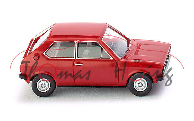 VW Polo I (Typ 86, Modell 1975-1979), senegalrot, Chassis schwarz, Wiking, 1:87, mb