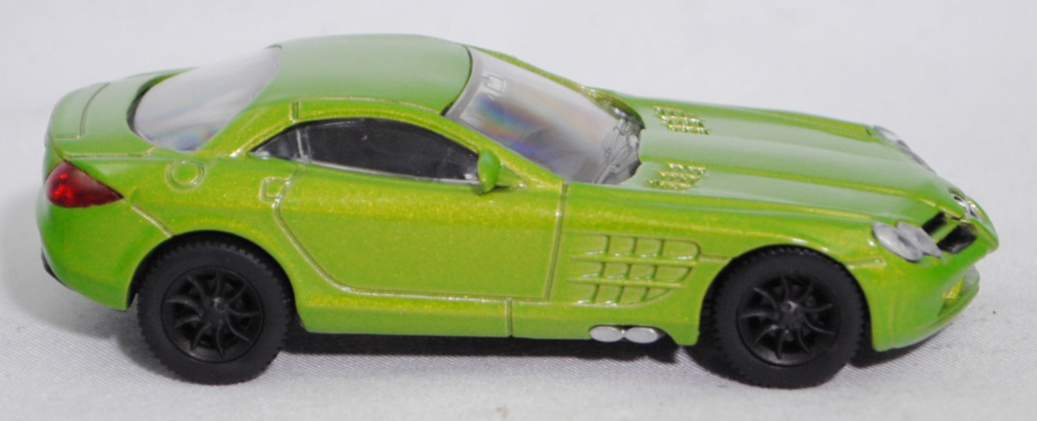 00006 Mercedes-Benz SLR McLaren (1. Generation, C 199, Modell 2004-2008), hell-gelbgrünmetallic, Bpr. 1004, B25a / B25b schwarz, SIKU SUPER, 1:55, m
