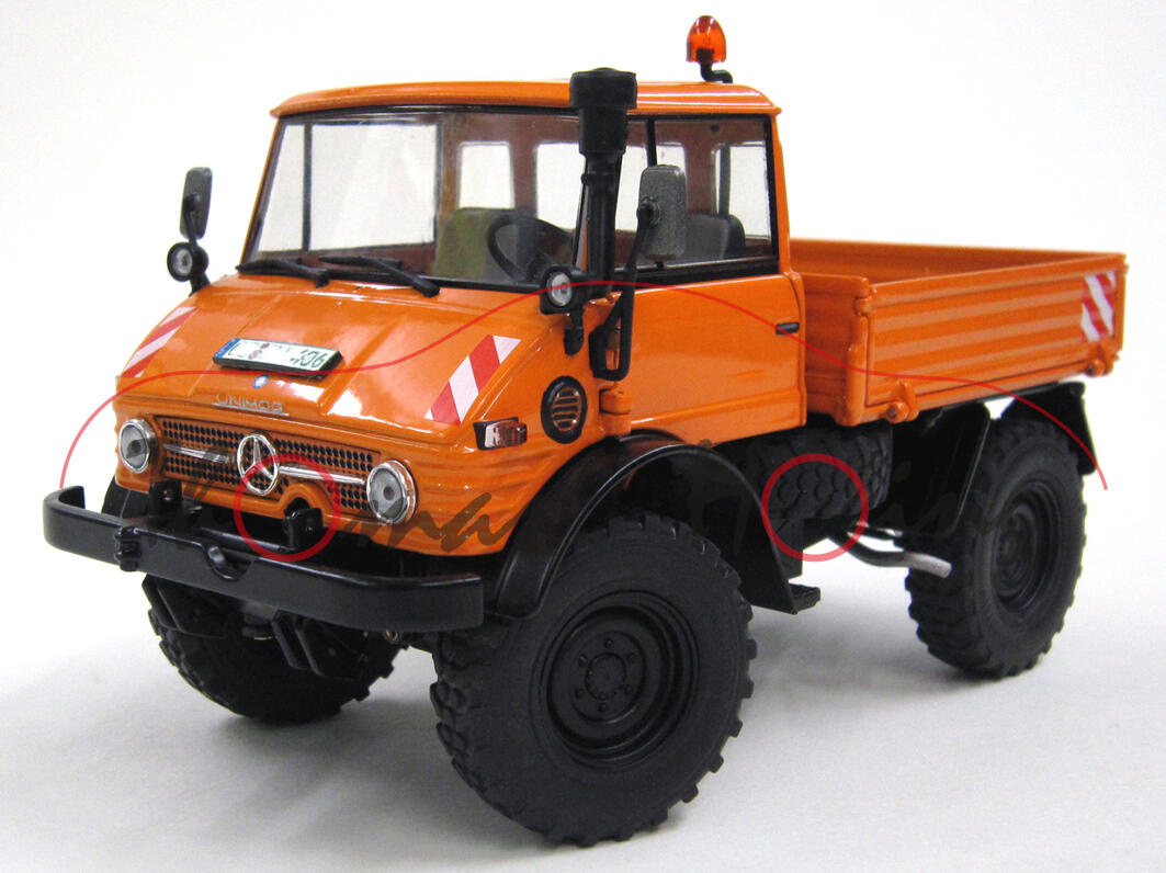 Unimog 406 (U84) Ganzstahl-Fahrerhaus (1971 - 1989), tieforange/schwarz, COE 2115, Türen + Bracken +