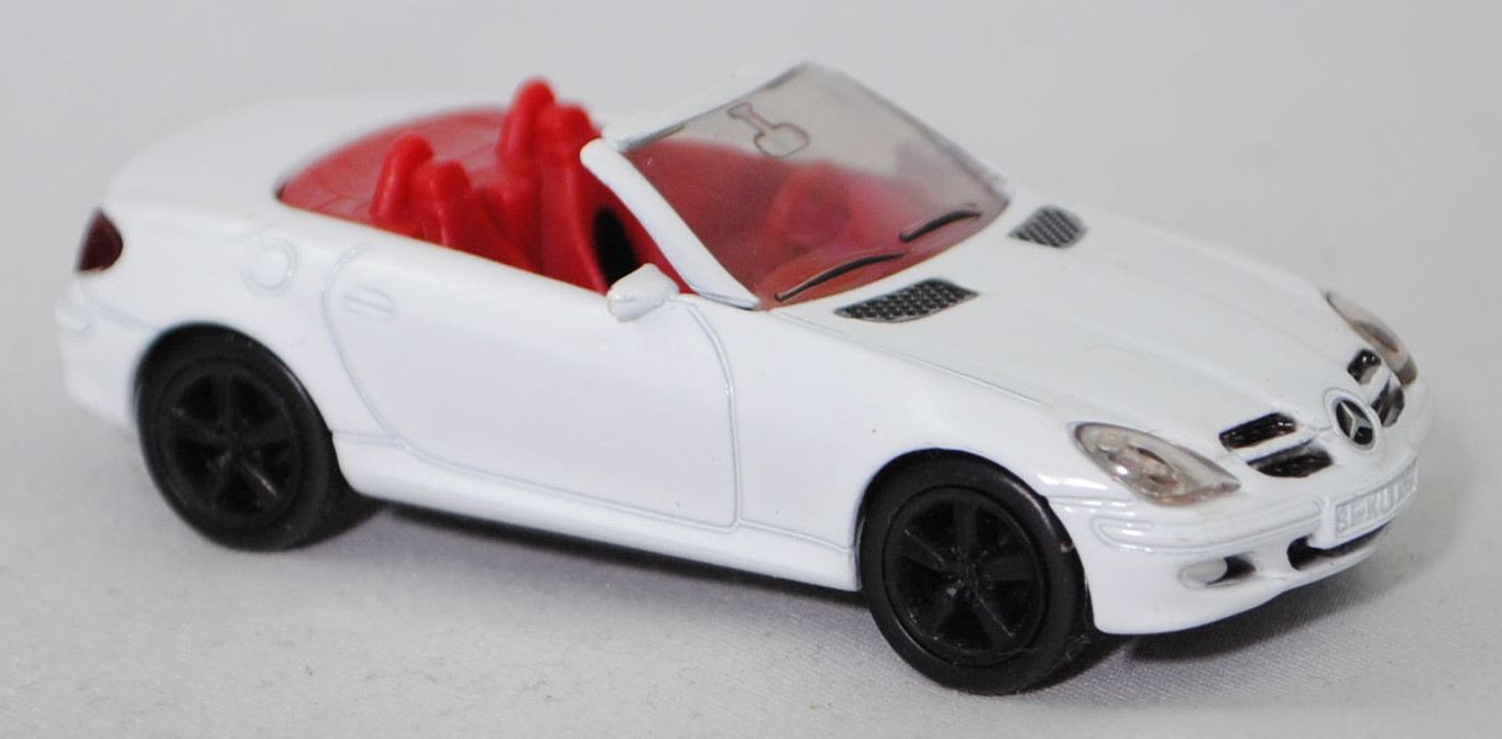 00011 Mercedes-Benz SLK 350 (interne Baureihenbezeichnung R 171, Vor-MoPf, Modell 2004-2008), reinweiß, innen rot/schwarz, Bpr. 1002, SIKU SUPER, 1:55, m