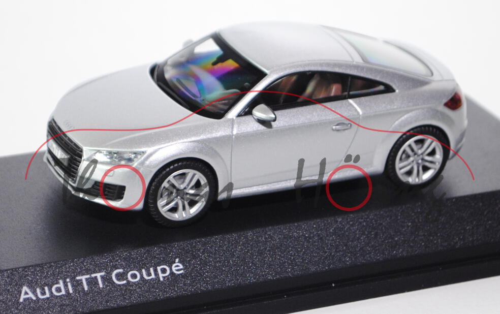 Audi TT Coupé (Typ 8S/FV, Modell 2014-2018), florettsilber, Kyosho, 1:43, Werbeschachtel