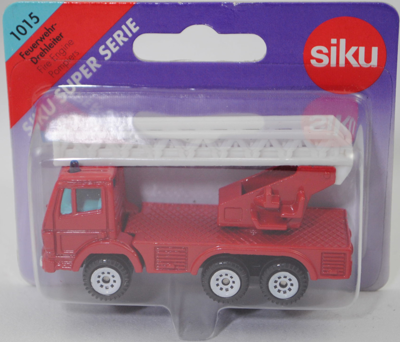 00001 Metz Hubrettungsfahrzeug DL 23-12 S auf Fahrgestell Mercedes-Benz SK 2429 6x4/41 (Modell 1989-1994) (Feuerwehr-Drehleiter), rot, Bpr. 0811/1019/1015, SIKU SUPER, 1:83, P26