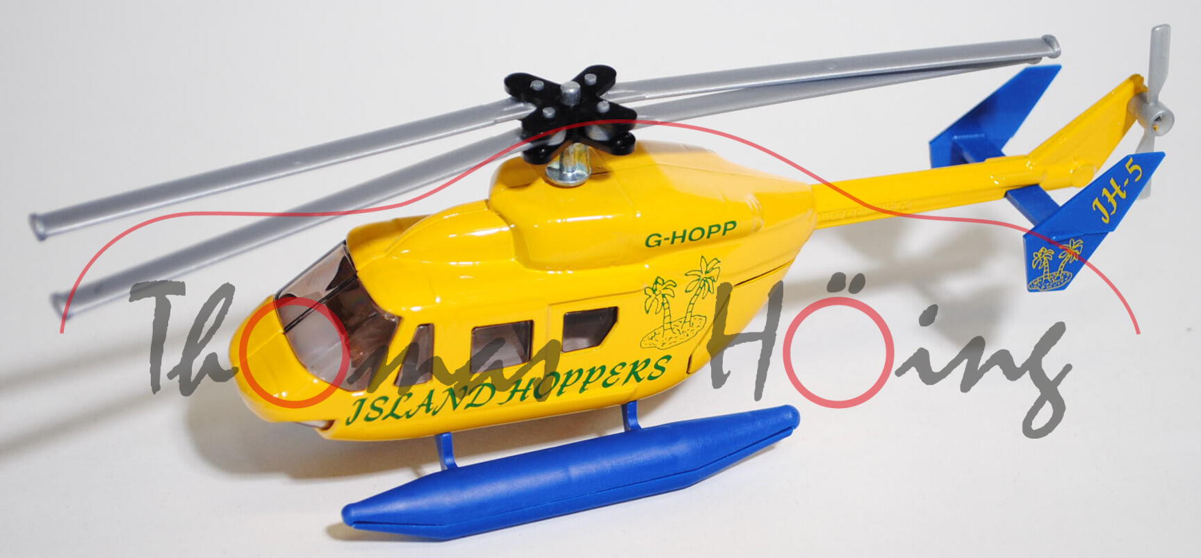 00600 Hubschrauber BK 117 mit Schwimmer, kadmiumgelb/saphirblau, ISLAND HOPPERS / G-HOPP / JH-5, Sch