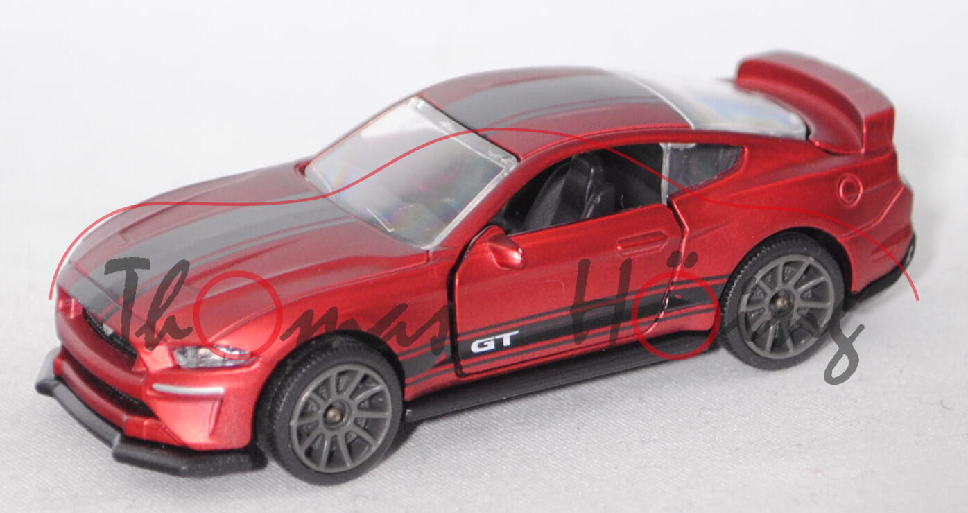 Ford Mustang GT (Typ VI, Facelift, Mod. 2017-) (Nr. 204D), rotmet., majorette, ca. 1:64, Blister+Box