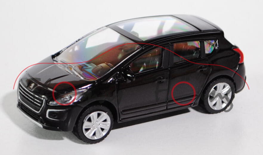 Peugeot 3008 Mi-vie (facelift) Modell 2013-, perla nera schwarz metallic (schwarzmetallic), ca. 1:57