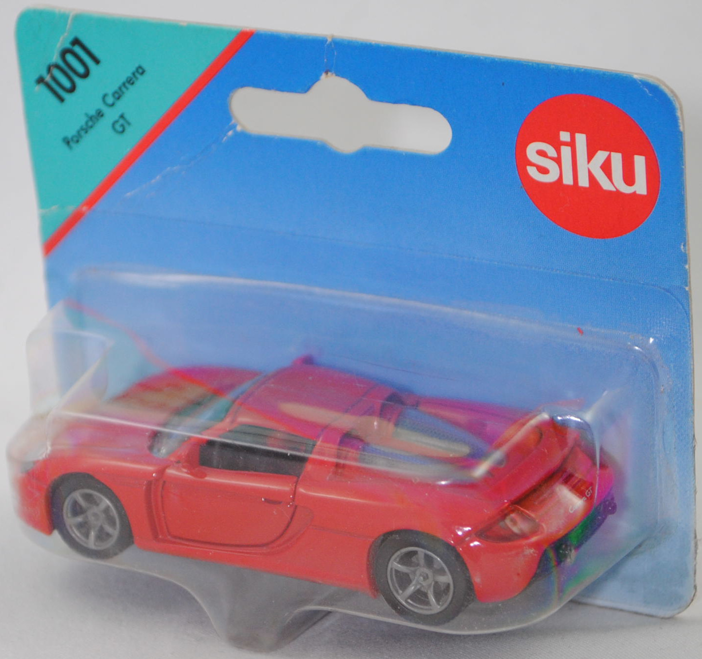 00000 Porsche Carrera GT (interne Baureihenbezeichnung 980, Modell 2003-2006), dunkel-verkehrsrot, Bpr. 1001, B22a / B22b offen silbergrau, SIKU SUPER, 1:55, P29a geklebt