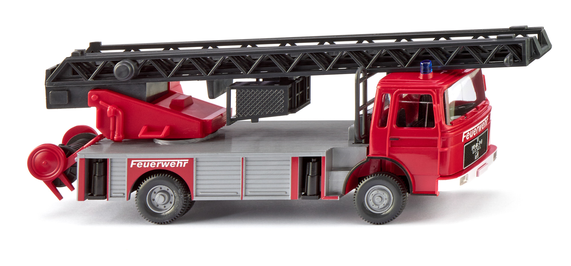 Feuerwehr - Metz DLK 23-12 auf Fahrgestell MAN 14.192 F-DL (Modell 1972-1975), rot, innen schwarz, Feuerwehr, Wiking, 1:87, mb
