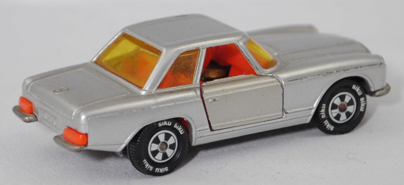 00004 Mercedes-Benz 280 SL (W 113, Baumuster 113.044, Pagode, Modell 1968-1971) mit Hardtop (Coupédach), silber, Bpr. V 302, Germ, Verglasung gelb, R10 weiß, SIKU SUPER, 1:60, m-