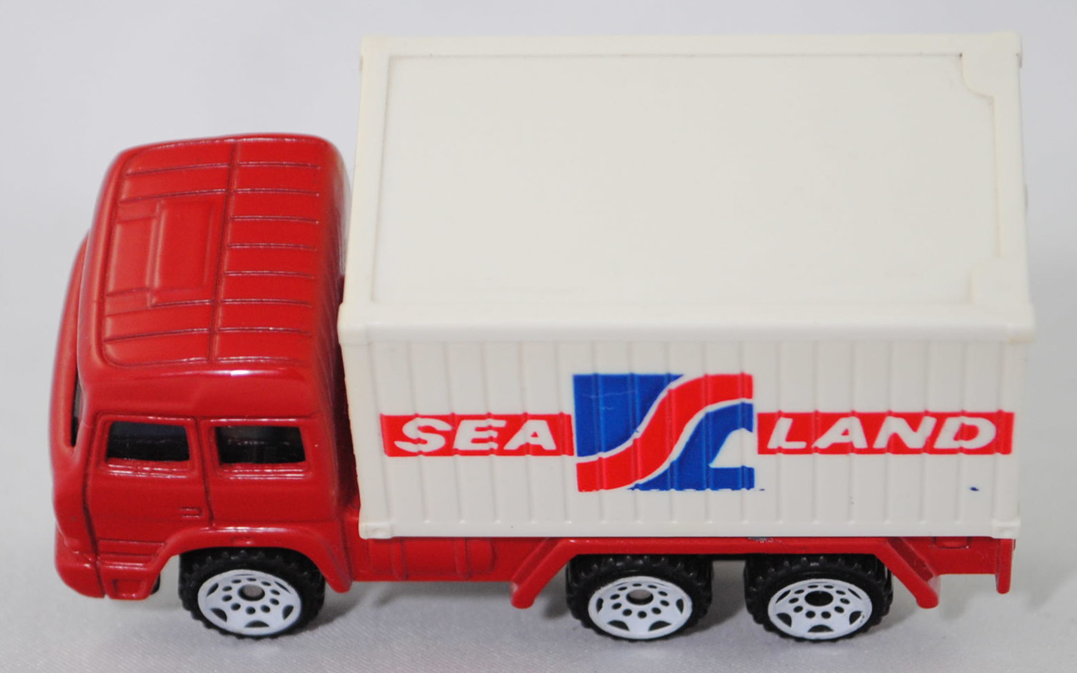 00000 Iveco TurboStar 240-36 6x2 (Modell 1987-1990) Container-Transporter, karminrot, Bpr. 0815 / 0816, C3 reinweiß, 1:86, Container reinweiß, SEA LAND, 1:121, SIKU SUPER, m