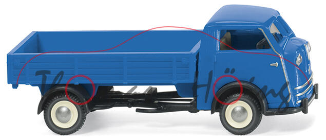 Tempo Matador Hochpritsche (Motor: 25 PS VW Motor, Modell 1949-1952), blau, Wiking, 1:87, mb