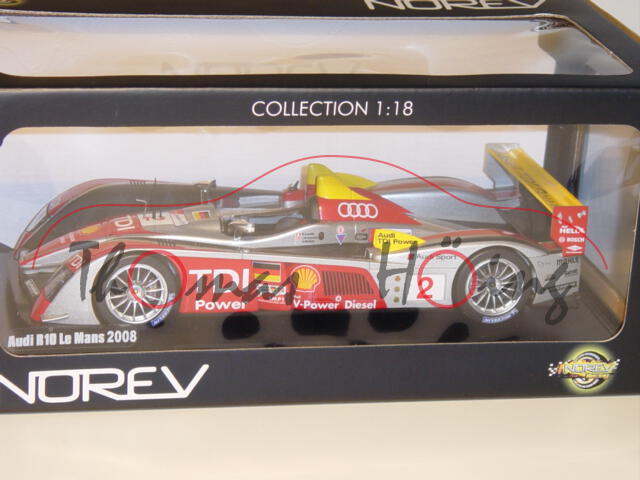 Audi R10 TDI, 24h Le Mans 2008, silber/gelb/rot/schwarz, Capello/Kristensen/McNish, Nr. 2, 1:18, Nor