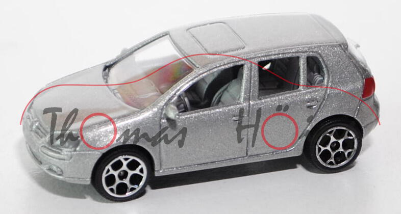 VW Golf V (Nr. 264B), Modell 2003-2008, silbergraumetallic, majorette, 1:61, mb