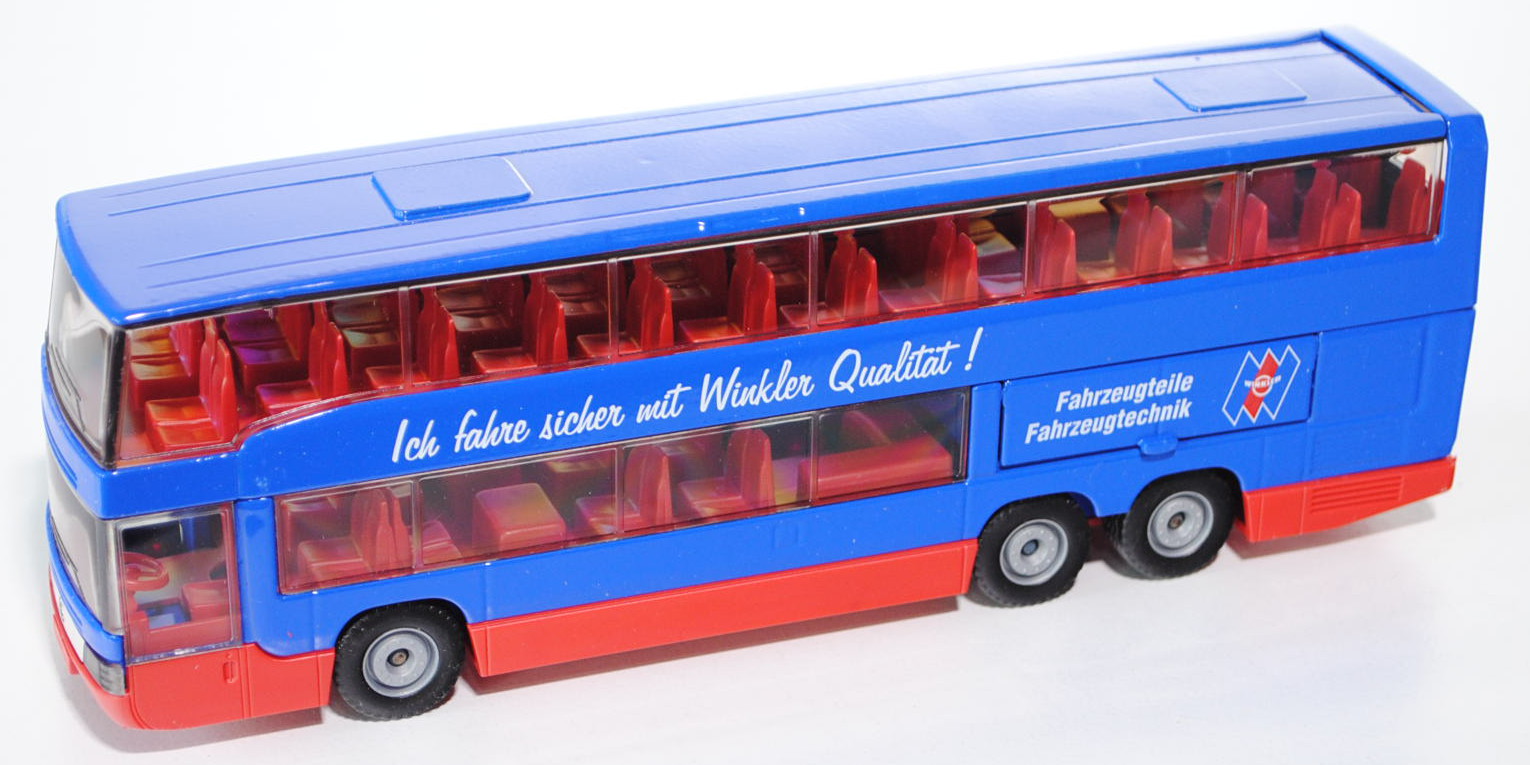 00401 Mercedes-Benz O 404 DD Reisebus, ultramarinblau/verkehrsrot, Ich fahre sicher mit Winkler Qual