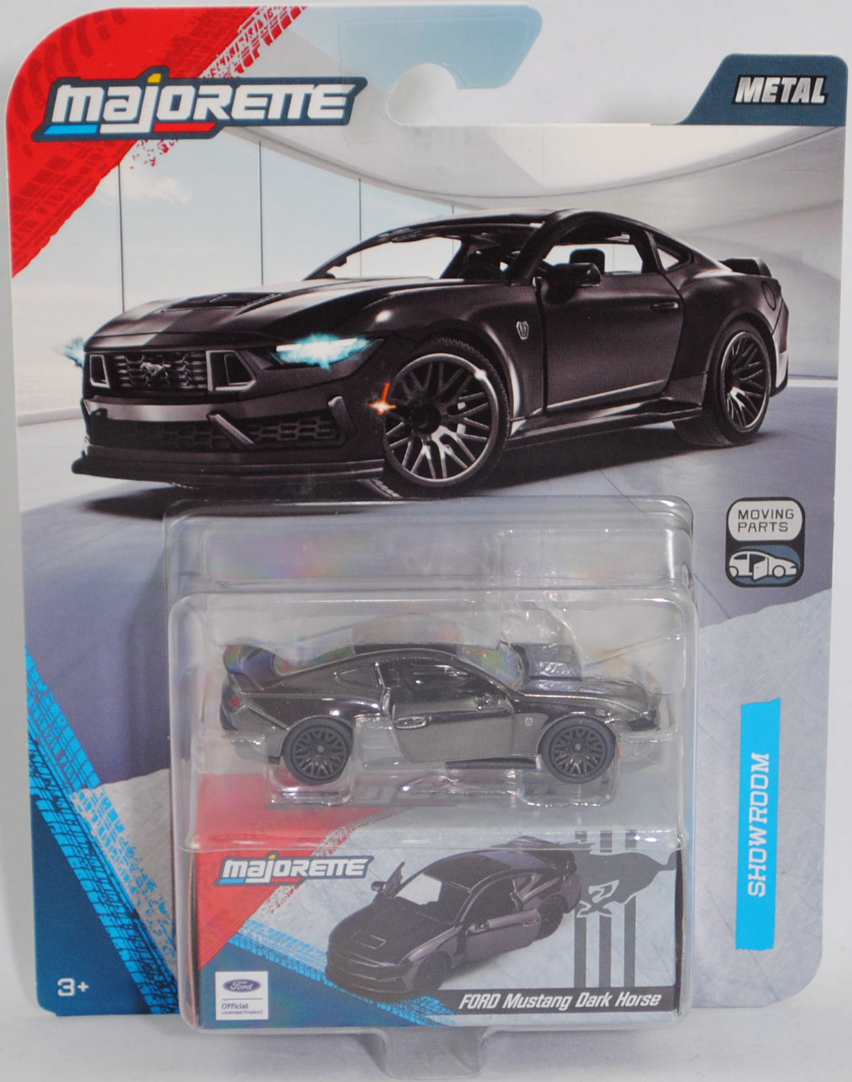 Ford Mustang Dark Horse™ 5.0l Ti-VCT V8 (interne Baureihenbezeichnung S650, Typ VII, Modell 2024-) (Nr. 204E), hell-graubraunmetallic, majorette, 1:64, Blister (SHOWROOM DELUXE CARS)