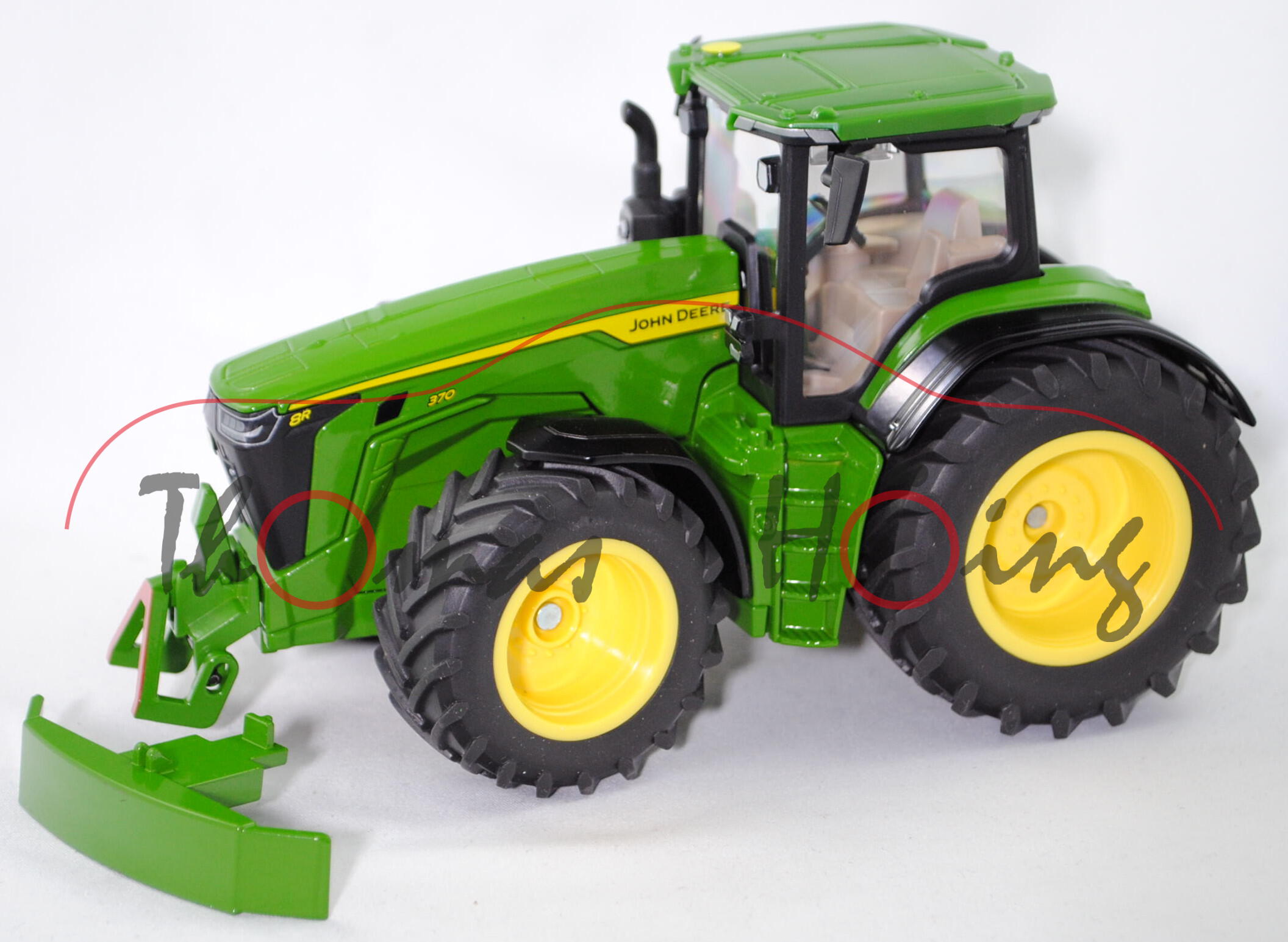 00000 John Deere 8R 370 (Modell 2019-), grün, mit Frontgewicht smaragdgrün, SIKU, 1:32, L17mpK