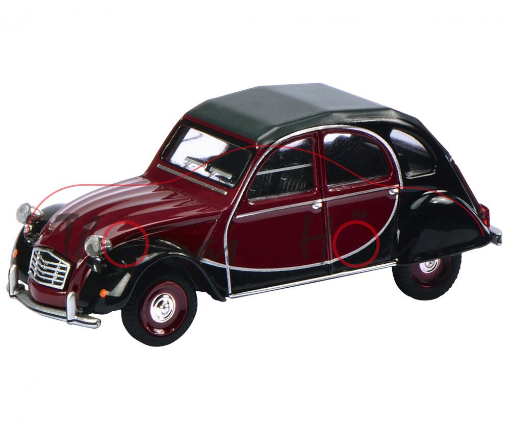 Citroen 2CV Charleston (Modell 1982-1990), rot/schwarz, Schuco, 1:64, mb (EAN 4007864201211)