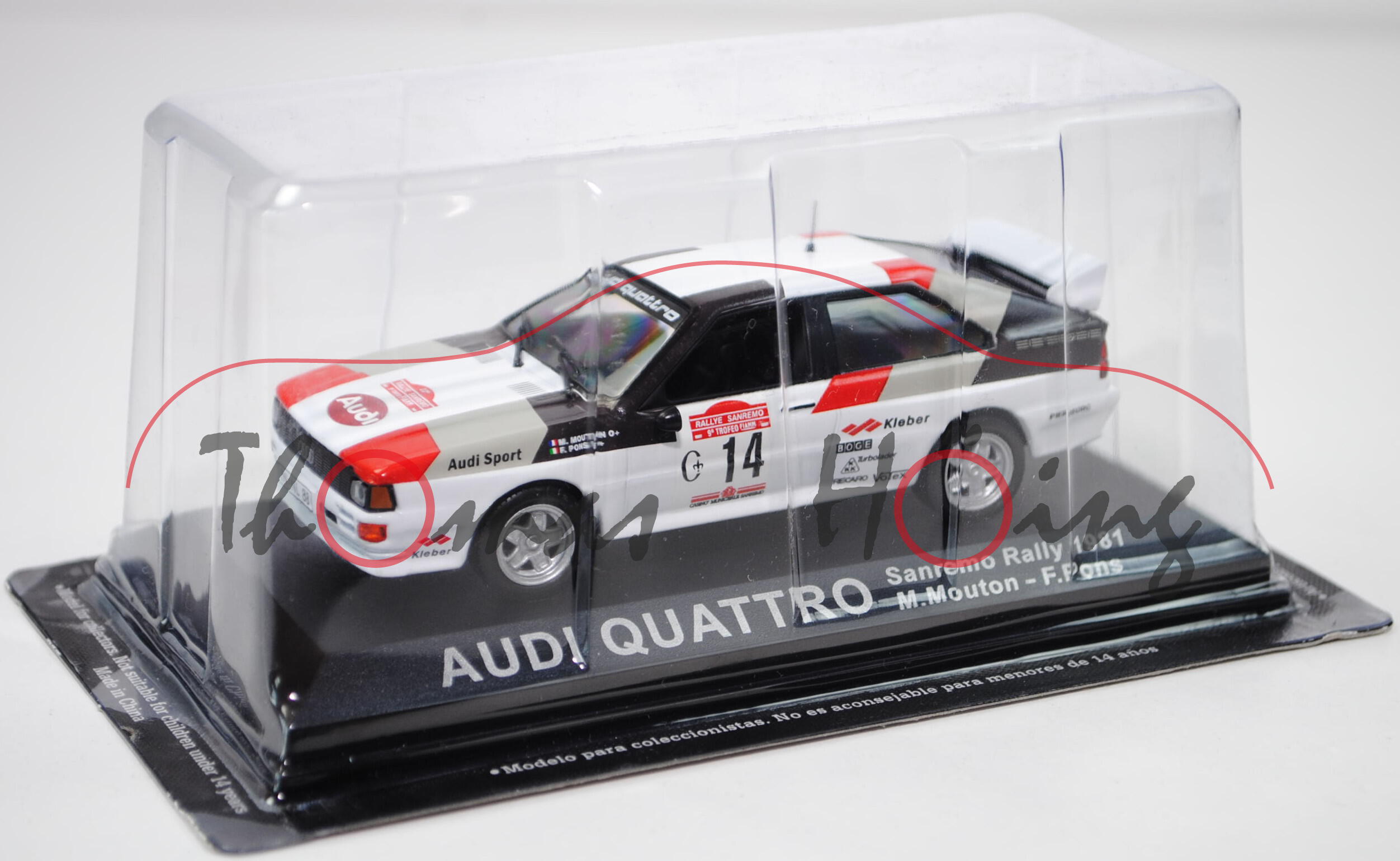 Audi Quattro (B2, Typ 85Q), Baujahr 1980-1991, reinweiß, San Remo 1981, Fahrer: Michele Mouton / Fab