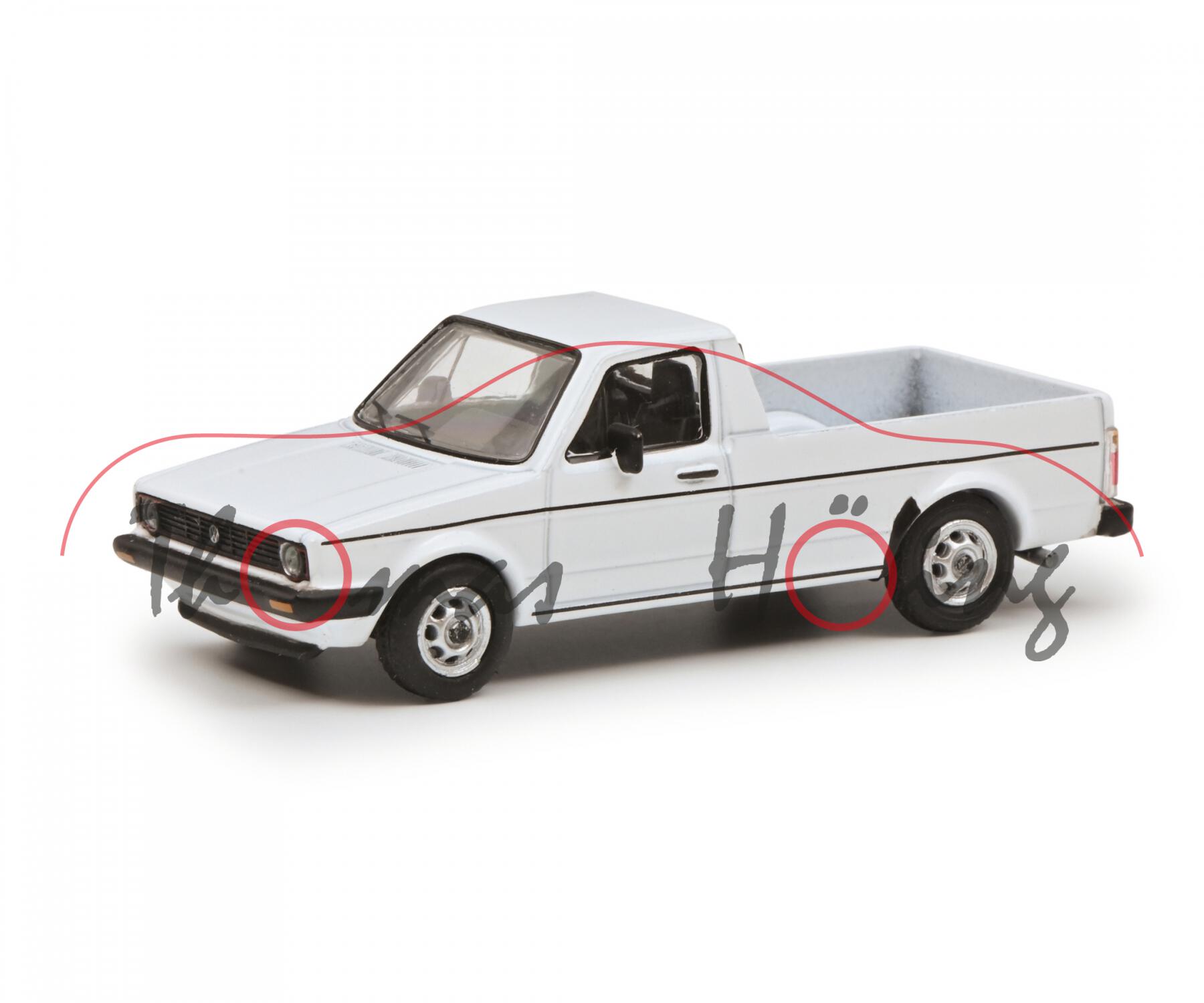 VW Caddy 1.5 / 1.6 / 1.6 D (1. Generation, Typ 14D, Modell 1982-1992), reinweiß, Schuco, 1:64, mb m-