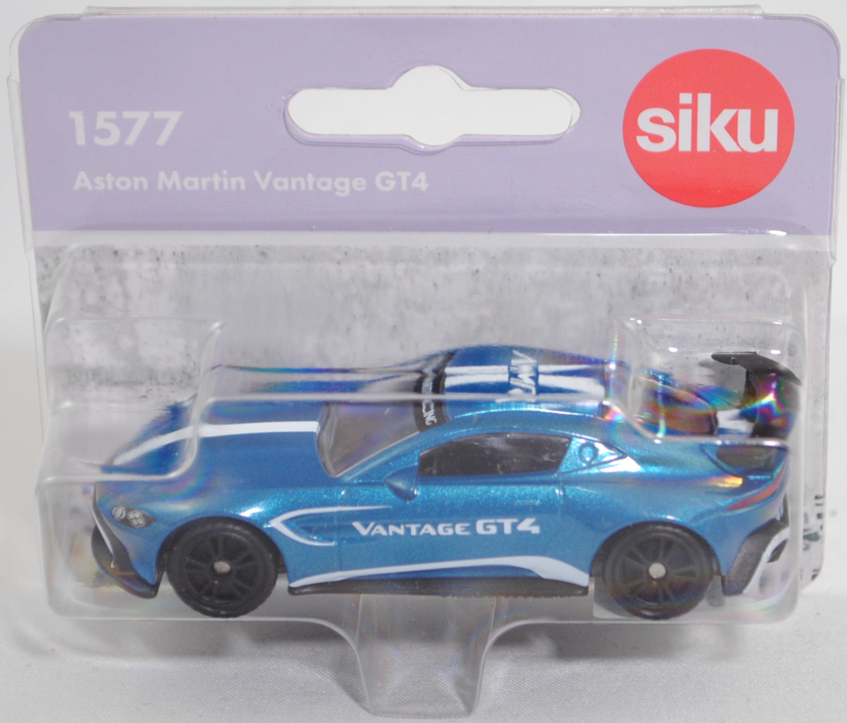 00000 Aston Martin Vantage GT4 (4. Generation, interne Baureihenbezeichnung AM6, Modell 2019-2024), dunkel-signalblaumetallic, VANTAGE GT4, SIKU SUPER, 1:53, P29f