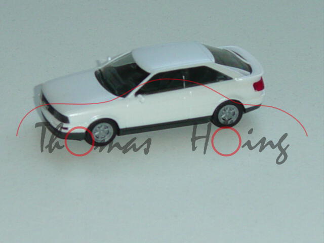 Audi Coupé quattro (B3, Typ 89C, Modell 1988-1991), perlmuttweiß, Motorhaube zu öffnen, Herpa, 1:87,