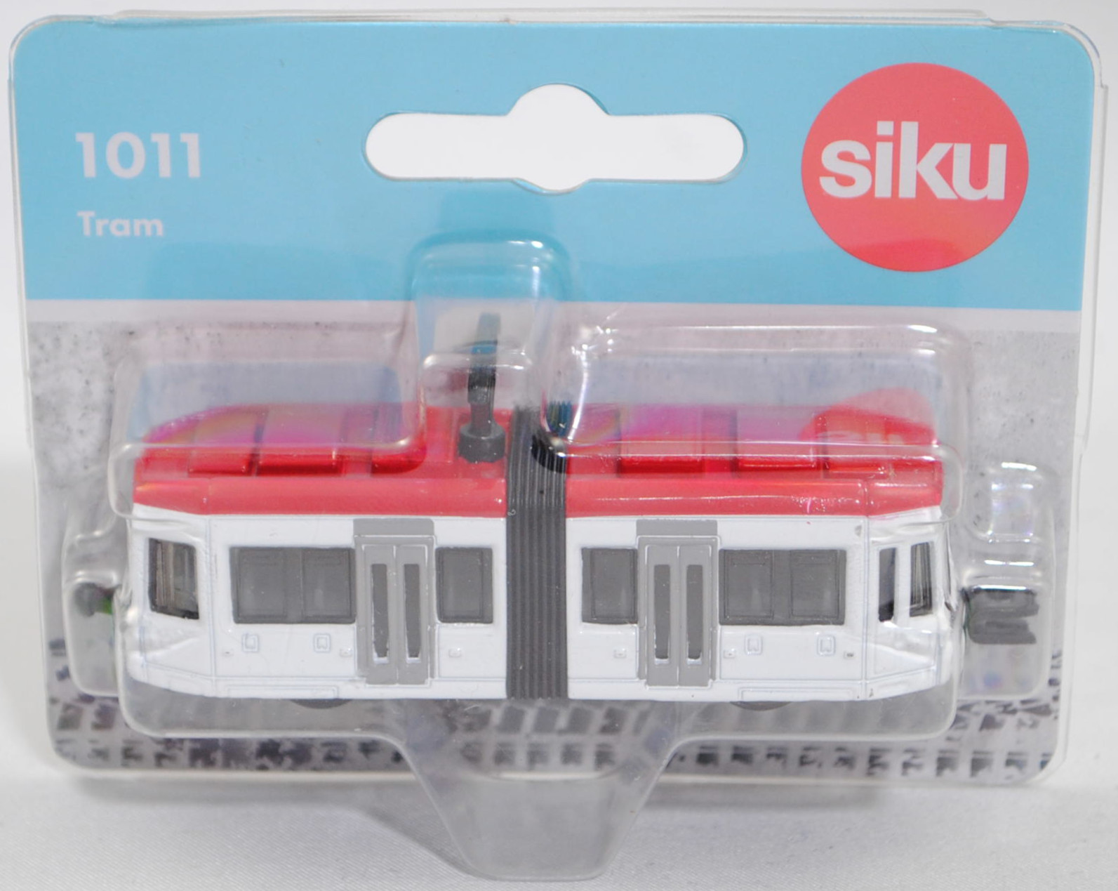 00002 Zweiteilige Niederflurstraßenbahn BOMBARDIER FLEXITY Classic, dunkel-verkehrsrot/reinweiß, mittige Türen grau, Druck Chargennummer auf dem Chassis, SIKU SUPER, P29f