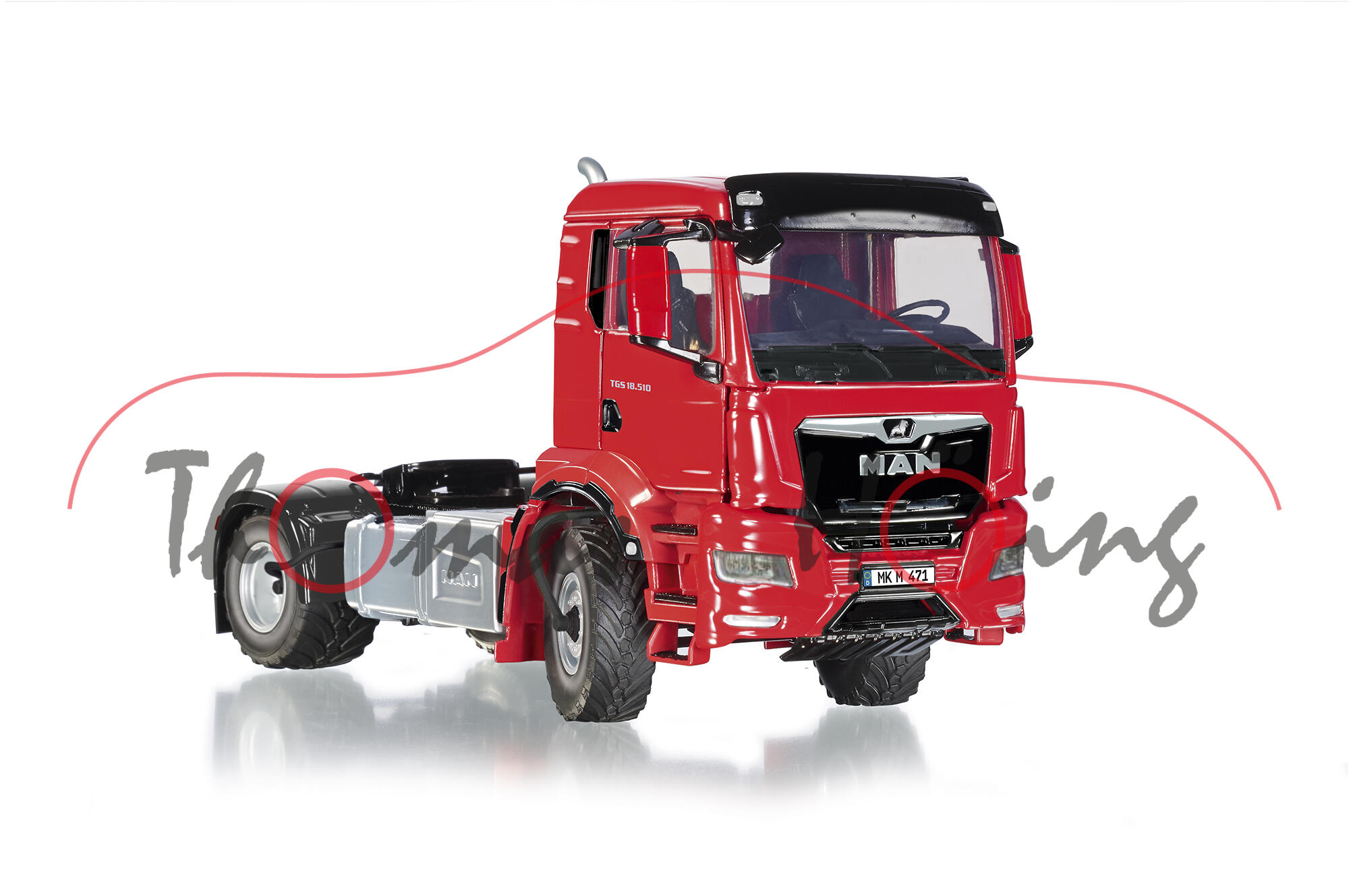 MAN TGS 18.510 4x4 BL Euro 6d (Modell 2020-), feuerrot, Nummernschild MK M 471, Wiking, 1:32, mb