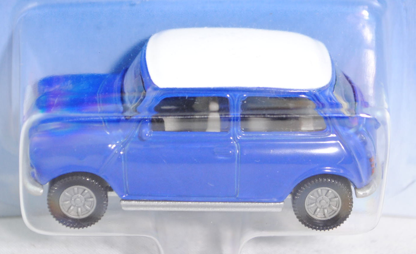 00004 Mini Cooper (Typ MK VI, Modell 1992-1996), ultramarinblau, Dach reinweiß, innen grauweiß, Lenk